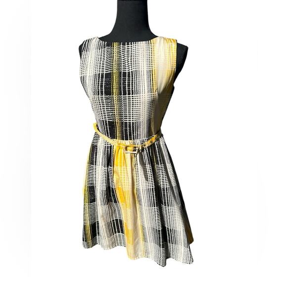 Banana Republic Size 0 yellow and black womens a line dress - Picture 4 of 9
